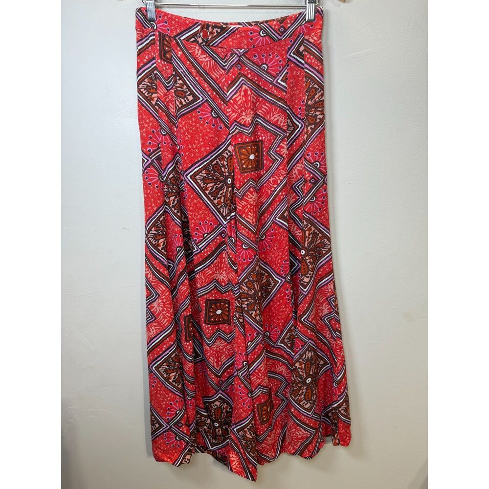 Anthropologie Women's OB1000061 Size 2 Red Rosalie Wide Leg Flowy Pants